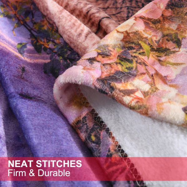 JML Flannel Throw Blanket, Christmas Holiday Printed Throw Blanket - Plush Soft Lightweight Cozy Throw Blanket for Couch Sofa Bed Decor 50 x 60 inches-Printed Unicorn Elephant