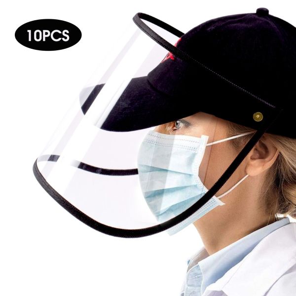 10 Pack All-Round Protection Hat Shield, Compatible with Baseball Cap, Anti-Fog Clear Film Protect Full Face
