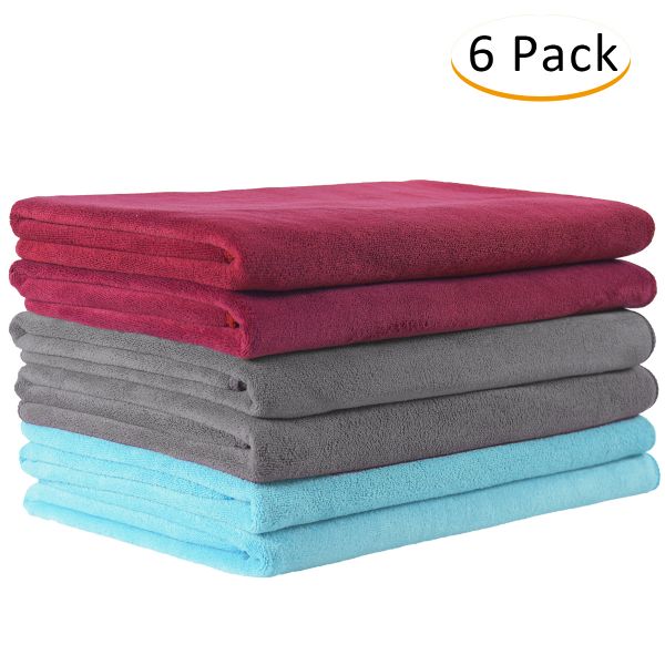 JML Microfiber Towels, Bath Towel Sets (6 Pack, 27