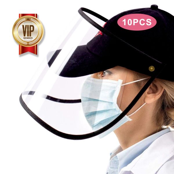 10 Pack All-Round Protection Hat Shield, Compatible with Baseball Cap, Anti-Fog Clear Film Protect Full Face
