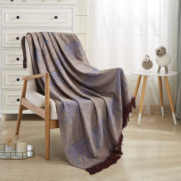 JML Throw Blanket Soft Lightweight Jacquard Organic Bamboo Cotton Throw Blanket with Tassels Shawl and Wrap Couch Blanket and Throw for Lap Bed Sofa Chair Travel Summer Adult,50