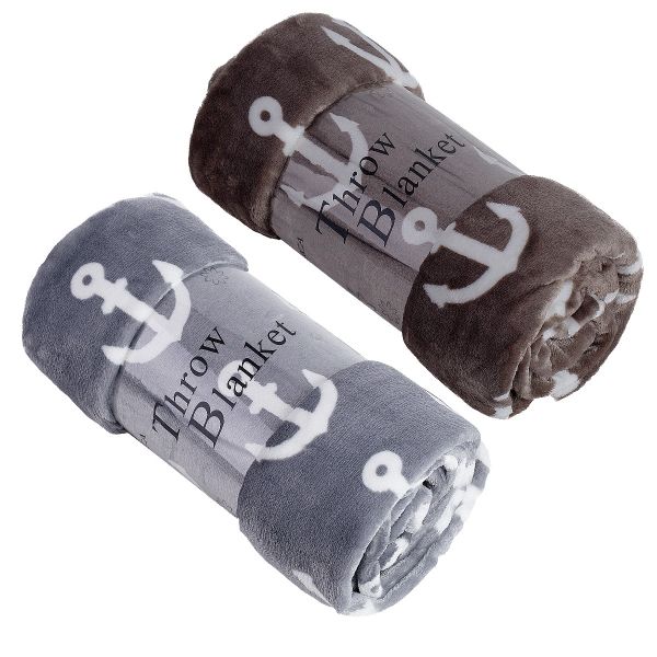 JML Throw Blankets for Couch, Fleece Throw Blanket 2 Pack，Super Soft,Pet,Travel,Home,Bed,Chair Decor- Anchors