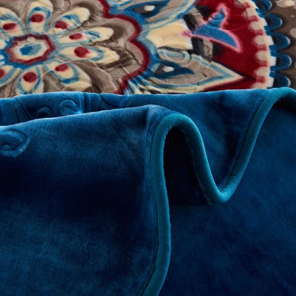 JML Fleece Blanket King Size, Heavy Korean Mink Blanket 85 X 95 Inches- 9 Lbs, Single Ply, Soft and Warm, Thick Raschel Printed Mink Blanket for Autumn,Winter,Bed,Home,Gifts,Blue