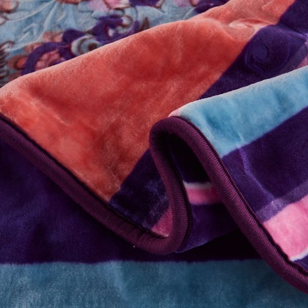 JML Fleece Blanket King Size, Heavy Korean Mink Blanket 85 X 95 Inches- 9 Lbs, Single Ply, Soft and Warm, Thick Raschel Printed Mink Blanket for Autumn,Winter,Bed,Home,Gifts,Purple&Blue