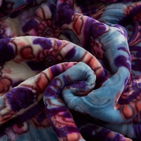 JML Fleece Blanket King Size, Heavy Korean Mink Blanket 85 X 95 Inches- 9 Lbs, Single Ply, Soft and Warm, Thick Raschel Printed Mink Blanket for Autumn,Winter,Bed,Home,Gifts,Purple&Blue