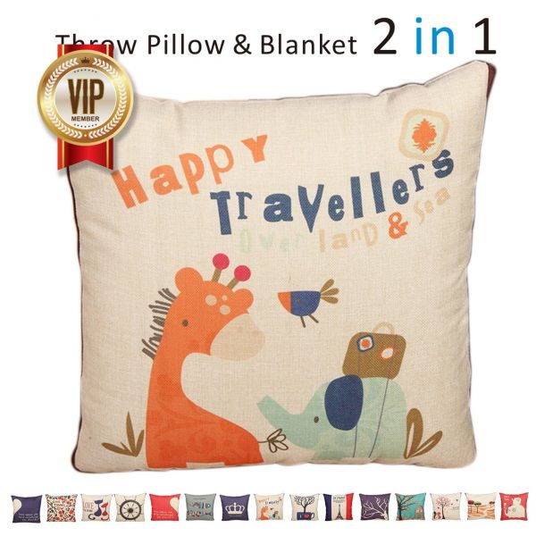 Fasisa Throw Pillow for Sofa & Blanket 2 in 1, Textured Decorative Square Pillow Case with Insert 18
