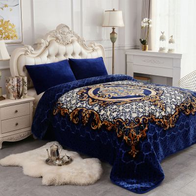 JML Fleece Blanket King Size, Heavy Korean Mink Blanket 85 X 95 Inches- 9 Lbs, Single Ply, Soft and Warm, Thick Raschel Printed Mink Blanket for Autumn,Winter,Bed,Home,Gifts, Navy