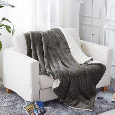 JML Sherpa Blanket Throw, Plush Soft Reversible All Season Lightweight Fleece Bed Throw Blanket for Bed Couch