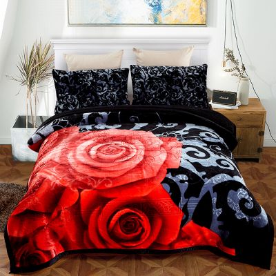 JML Sherpa Flannel Blanket, 3-Piece Fleece Blanket King with Pillow Shams, Black 