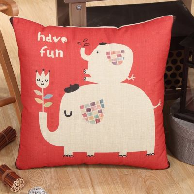 Fasisa Throw Pillow for Sofa & Blanket 2 in 1, Textured Decorative Square Pillow Case with Insert 18"x18" Used as Throw Blanket, Two Elephants