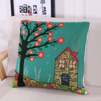 Fasisa Throw Pillow for Sofa & Blanket 2 in 1, Textured Decorative Square Pillow Case with Insert 18"x18" Used as Throw Blanket, Fairy House