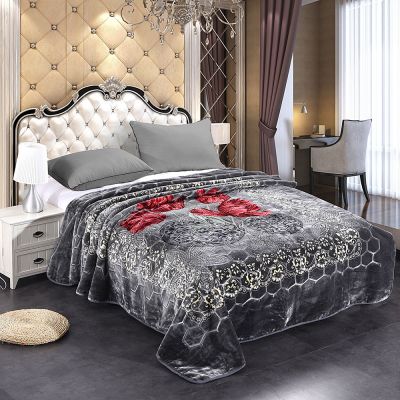 JML Fleece Blanket King Size, Heavy Korean Mink Blanket 85 X 95 Inches- 9 Lbs, Single Ply, Soft and Warm, Thick Raschel Printed Mink Blanket for Autumn,Winter,Bed,Home,Gifts, Dark gray