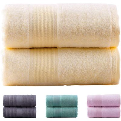 Jml Bamboo Bath Towels 2 Piece Luxury Bath Towel Set for Bathroom(27"x55") Hypoallergenic, Soft and Absorbent, Odor Resistant, Skin Friendly(Yellow)