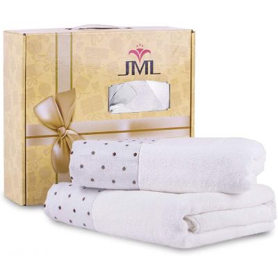 JML Bamboo Bath Towels(2 Pack, 27" x 55"), 500GSM - Soft and Absorbent, Quick Drying Hotel Spa Bath Towel White