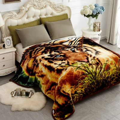 Heavy Korean Mink Fleece Blanket – 2 Ply Reversible 520GSM Silky Soft Plush Warm Blanket For Autumn Winter,tiger