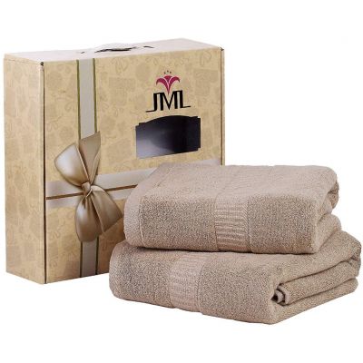 JML Bath Towels, Bamboo Bath Towels(2 Pack, 27" x 55"), 500GSM - Soft and Absorbent, Quick Drying Hotel Spa Bath Towel,Camel
