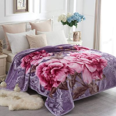 Heavy Korean Mink Fleece Blanket – 2 Ply Reversible 520GSM Silky Soft Plush Warm Blanket for Autumn Winter,light purple