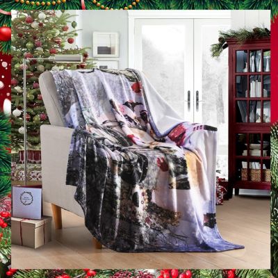 JML Flannel Throw Blanket, Christmas Holiday Printed Throw Blanket - Plush Soft Lightweight Cozy Throw Blanket for Couch Sofa Bed Decor 50 x 60 inches-Christmas Theme