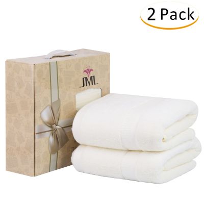 JML Bamboo Bath Towels(2 Pack, 27" x 55"), 500GSM - Soft and Absorbent, Quick Drying Hotel Spa Bath Towel,Beige