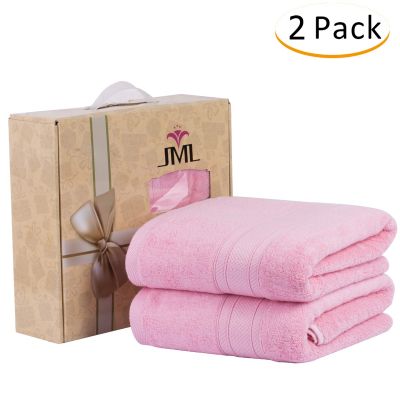 JML Bamboo Bath Towels(2 Pack, 27" x 55"), 500GSM - Soft and Absorbent,Pink