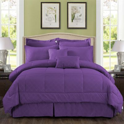 JML Comforter Set, 10 Piece Microfiber Bedding Comforter Sets with Shams, Purple-Twin