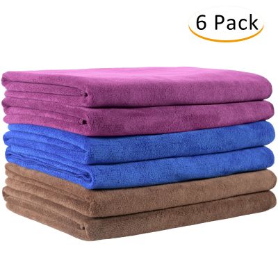 JML Microfiber Towels, Bath Towel (6 Pack, 27" x 55") - Extra Absorbent, Fast Drying, Multipurpose for Bath, Swimming, Fitness, Sports, Yoga