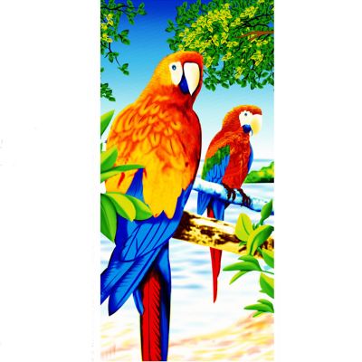 Beach Towel, Quick Dry Towel 28"x58" - 100% Cotton, 300GSM Lightweight, Soft Bath Towel for Pool, Swimming, Travel, Beach Chair (two parrots)