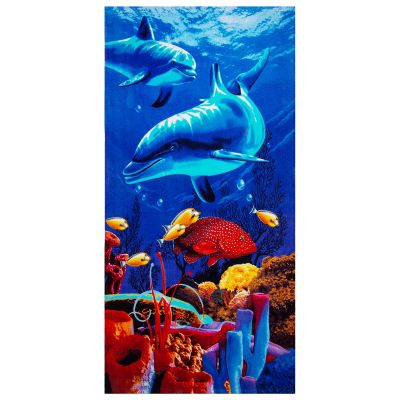 Beach Towel, Quick Dry Towel 28"x58" - 100% Cotton, 300GSM Lightweight, Soft Bath Towel for Pool, Swimming, Travel, Beach Chair (sea world)