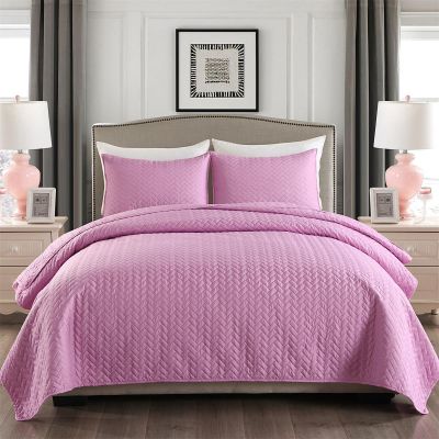 JML Quilt Set 3-Piece Bedspread Coverlet with Shams - Soft Brushed Microfiber, Lightweight Hypoallergenic All-Season Quilt Bedding (Pastel Lavender)